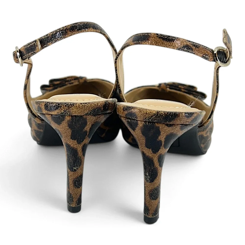 Bandolino Gelli3 Women’s 8M Leopard Print Slingback Kitten Heel Pumps